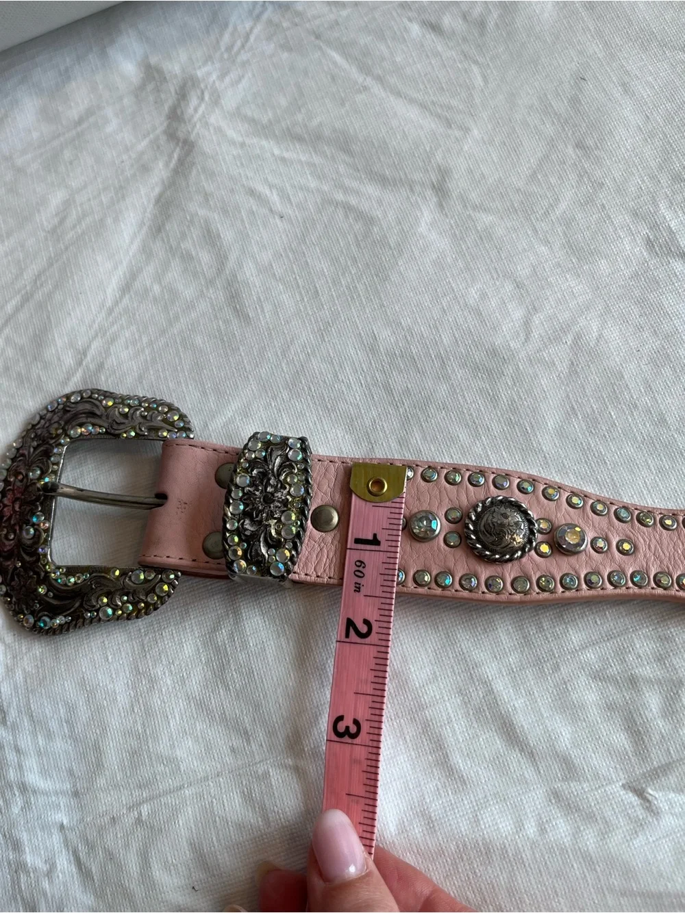 Nocona Pink Leather Rhinestones Western Belt